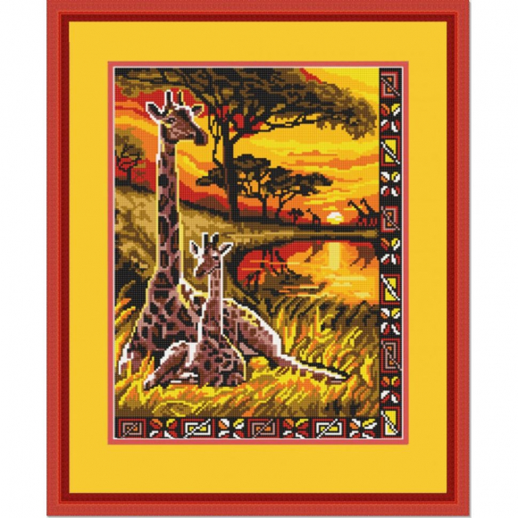 Рисунок на ткани (Бисер) КОНЁК арт. 9704 Жирафы 29х39 см