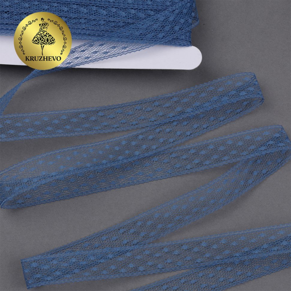 Кружево-трикотаж KRUZHEVO арт.TBY 1662 шир.15мм цв.04 т.синий, уп.27,4м