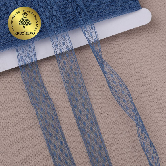 Кружево-трикотаж KRUZHEVO арт.TBY 1662 шир.15мм цв.04 т.синий, уп.27,4м