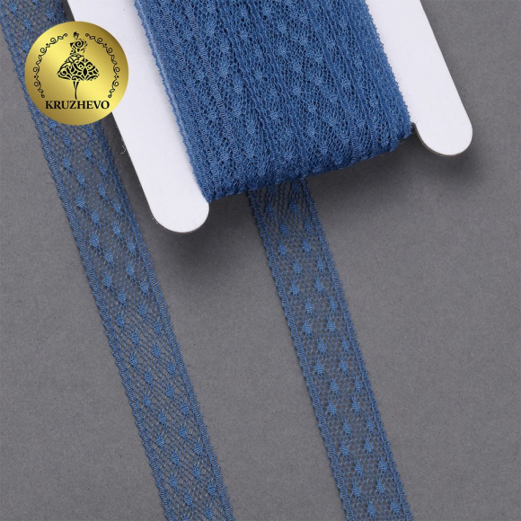 Кружево-трикотаж KRUZHEVO арт.TBY 1662 шир.15мм цв.04 т.синий, уп.27,4м