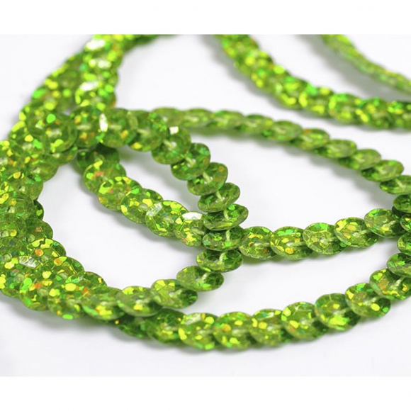Пайетки на нитях 6мм Laser Bright арт.TBY-FLKU06-LB цв.50105 св.зеленый уп.73.12м