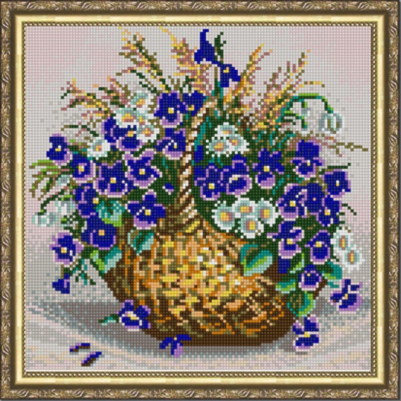 Рисунок на ткани (Бисер) КОНЁК арт. 1211 Фиалки 25х25 см