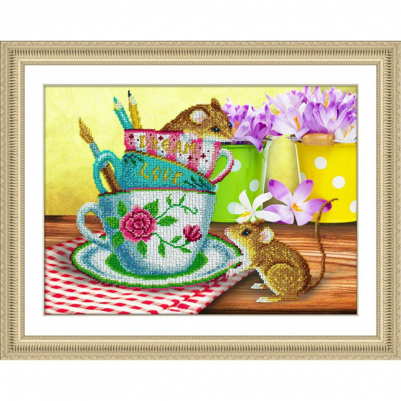 Набор для вышивания бисером ПАУТИНКА арт.Б-1478 Мышки 38х28 см