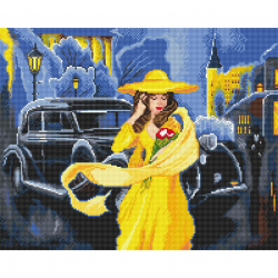 Кристальная мозаика на холсте ФРЕЯ арт.ALVK-68 Дама в желтом 50х40 см