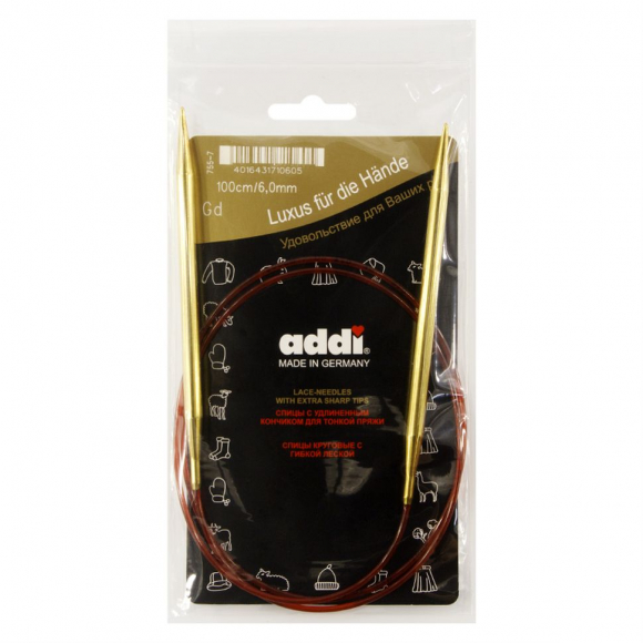 23642_Спицы круговые позолоченные с удлиненным кончиком, №6, 100 см