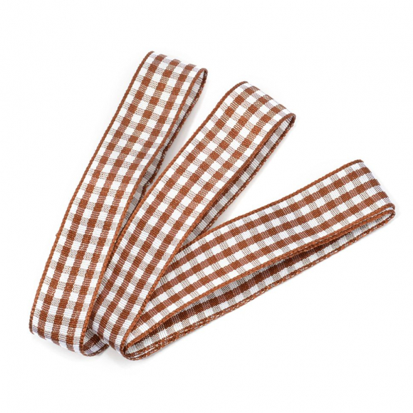 Лента тканевая с рисунком Клетка арт.TBY.LDTK2313 шир.15мм цв.коричневый/белый уп.20м
