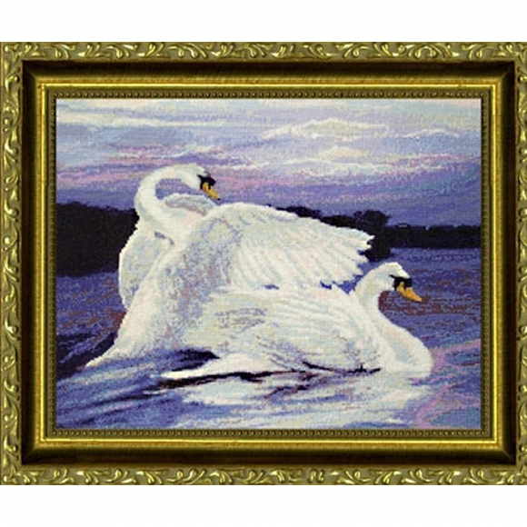 Набор для вышивания KUSTOM KRAFTS арт.DAW-006K Лебеди 40,6х33,7 см