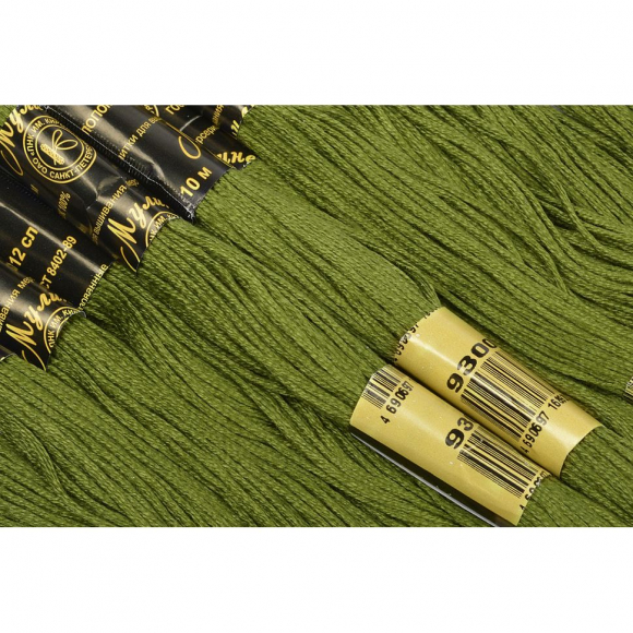 Нитки мулине цв.9300 т.зеленый 12х10м С-Пб