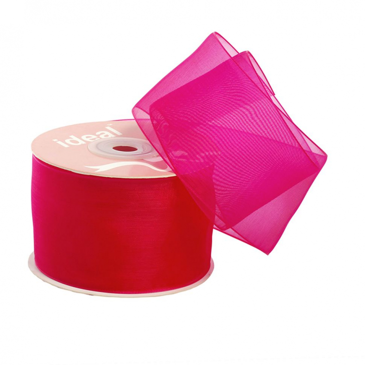Лента капрон (органза) IDEAL шир.50мм цв.1020 фуксия уп.27,4 м