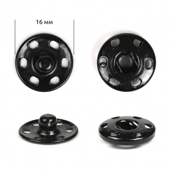 Кнопка пришивная TBY-SBI 16 мм цв. черный уп. 144шт