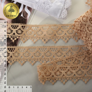 Кружево гипюр KRUZHEVO арт.TR.8G8144 шир.44мм цв.14 капучино уп.9м