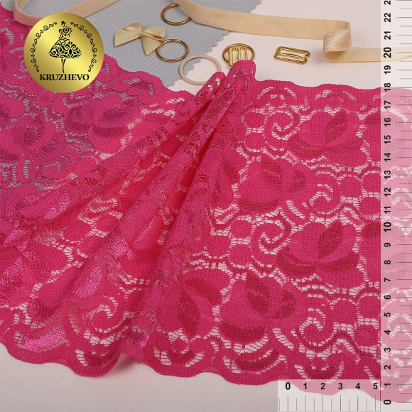 Кружево-стрейч арт.TBY RY01 шир.180мм цв.фуксия-А уп.18,3м