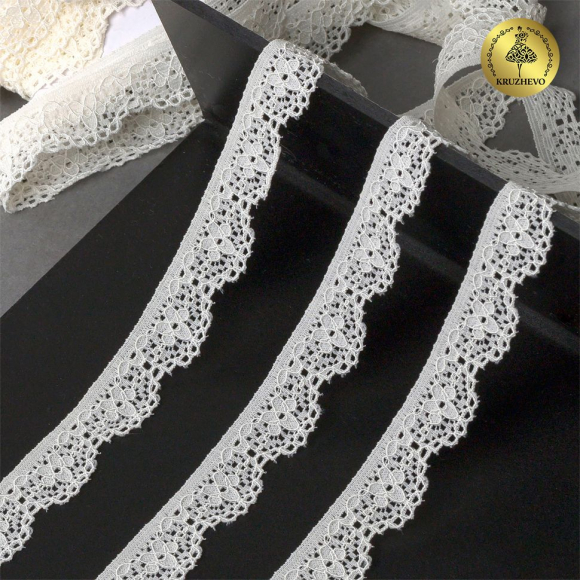 Кружево-стрейч KRUZHEVO арт.TBY.8031 шир.15мм цв.F102 сумрачно-белый уп.50м