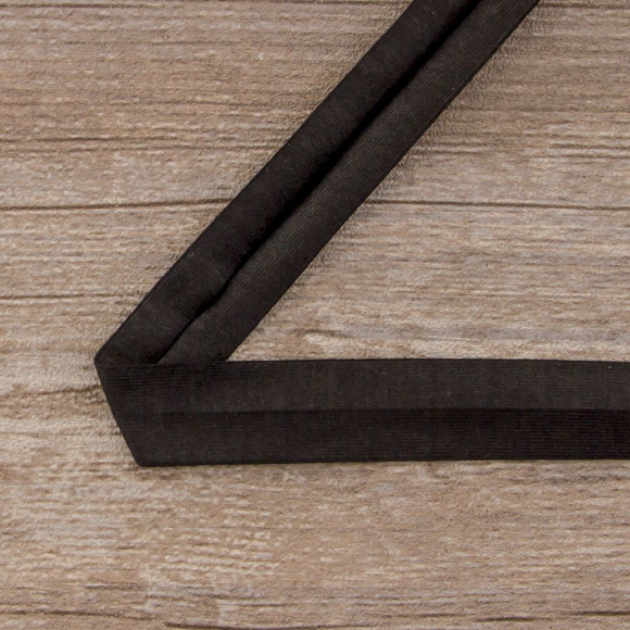 Косая бейка хлопок, 20 мм, 20 м, цвет 01, черный