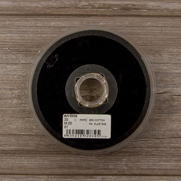 Косая бейка хлопок, 20 мм, 20 м, цвет 01, черный