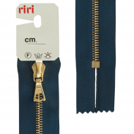 29237_Молния металл, Gold, неразъёмная, на атласной тесьме, 4 мм, 18 см, цвет 2131, синий темный