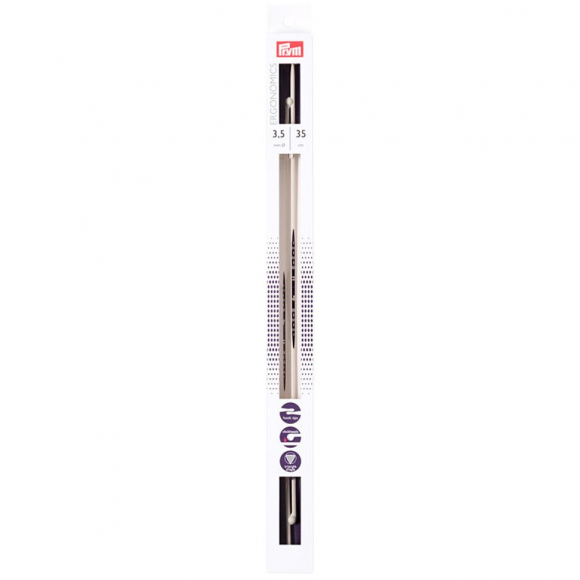 190353 PRYM Спицы прямые для вязания Prym ergonomics 35см 3,5мм high-tech полимер уп.2шт