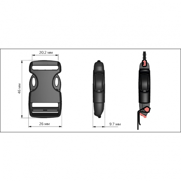 Фастекс 20мм FE20 цв.черный нагрузка 45 кг уп.100 шт