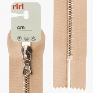 50871_Молния металл, Ni, неразъёмная, на атласной тесьме, 6 мм, 18 см, цвет 2230, бежевый