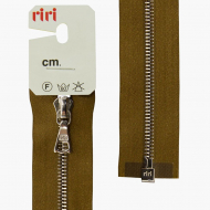 29487_Молния металл, Ni, разъёмная 1 замок, на атласной тесьме, 4 мм, 60 см, цвет 2223, светло-коричневый