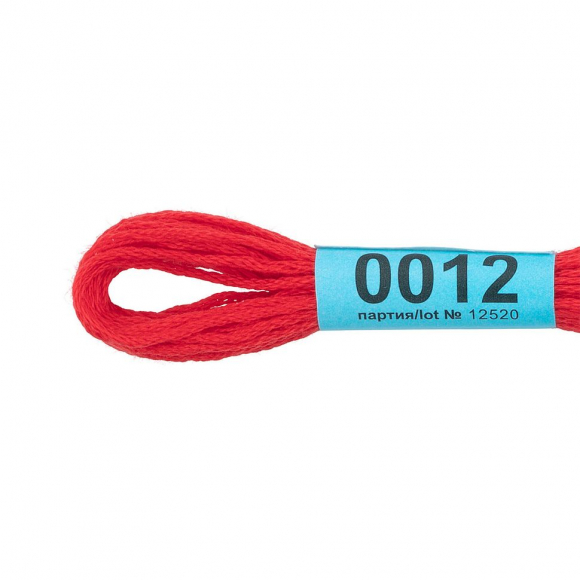 Нитки для вышивания Gamma мулине (0001-0206) 100% хлопок 24 x 8 м цв.0012 алый