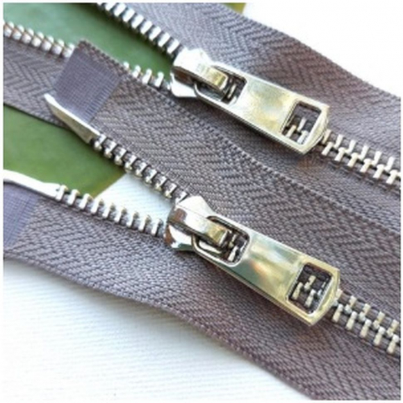 Молния мет. титан №5 никель два замка 75см D323 темно серый