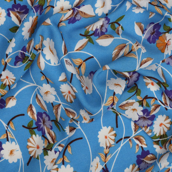 Ткань Штапель  TBY Vi-JG21001-c4 плот 110г/м2 100% вискоза шир. 145 см цв.с4 голубой рул.25м