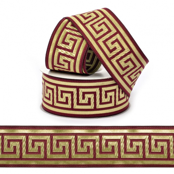 Лента (тесьма) жаккардовая арт.VB.102355 шир. 35мм цв.бордо уп.10 м