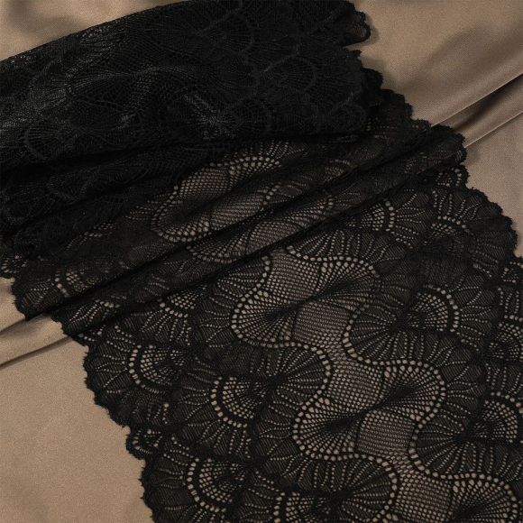 Кружево-стрейч KRUZHEVO арт.TBY.8034 шир.195мм цв.02 черный уп.10м