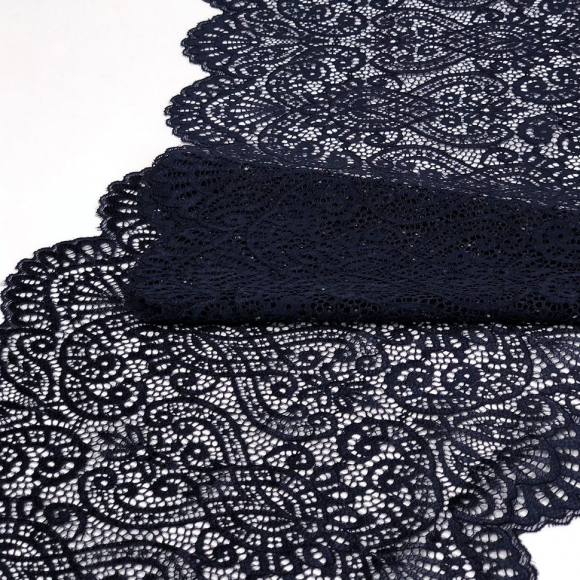 Кружево-стрейч KRUZHEVO арт.TBY.40992 шир.225мм цв.061 темно-синий уп.25м