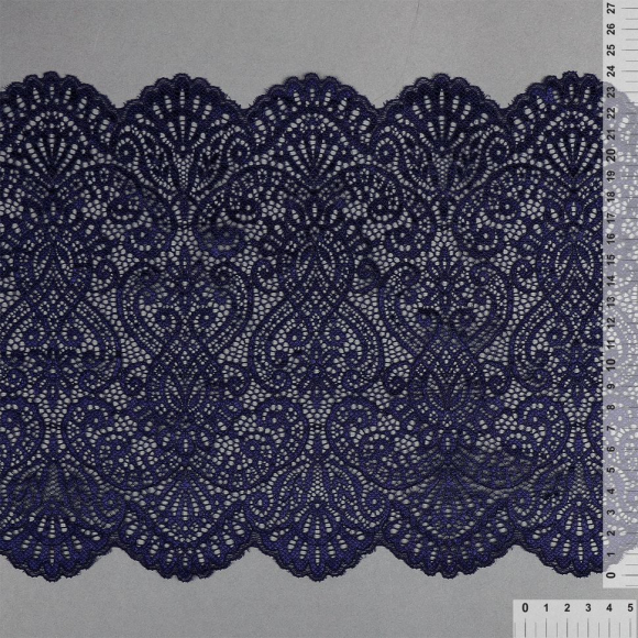 Кружево-стрейч KRUZHEVO арт.TBY.40992 шир.225мм цв.061 темно-синий уп.25м