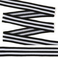 Тесьма TBY трикотажная Лампас KTS0620 шир.20мм цв.чер/бел уп.64м