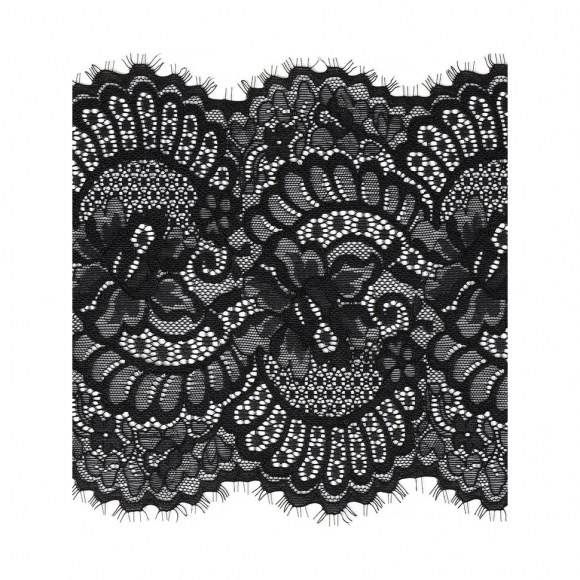 Кружево-стрейч с ресничками KRUZHEVO арт.TBY.3177 шир.180мм цв.02 черный уп.2,7м