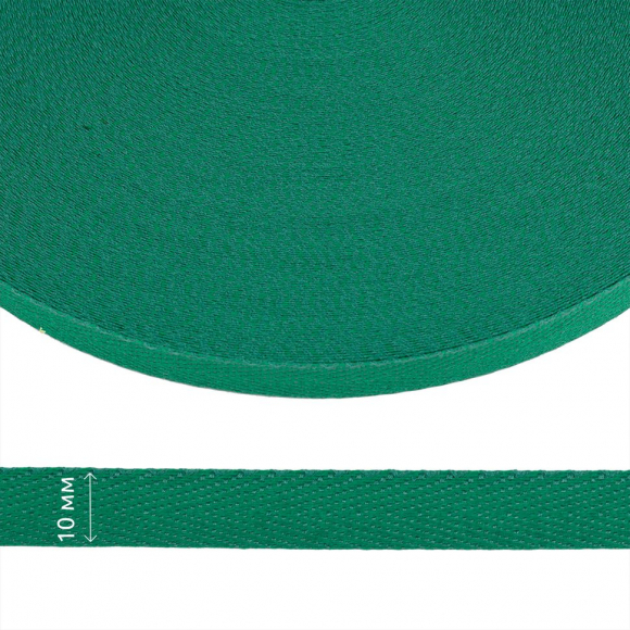 Тесьма киперная 10 мм хлопок 1,8г/см арт.08с-3495 цв.зеленый 009 уп.50м