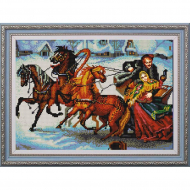 Рисунок на ткани (Бисер) КОНЁК арт. 9767 Тройка лошадей 29х39 см