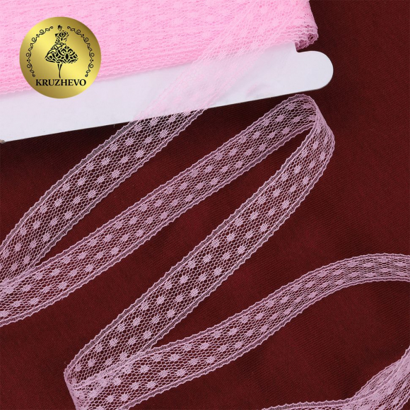 Кружево-трикотаж KRUZHEVO арт.TBY 1662 шир.15мм цв.09 св.розовый, уп.27,4м