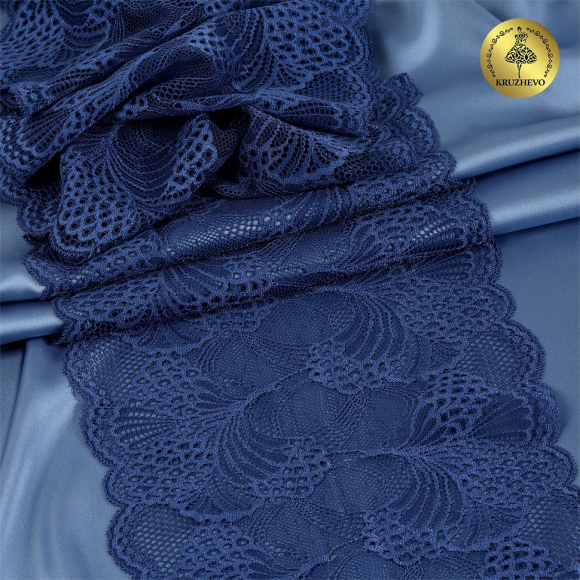 Кружево-стрейч KRUZHEVO арт.TBY.30211 шир.195мм цв.голландский голубой уп.25м