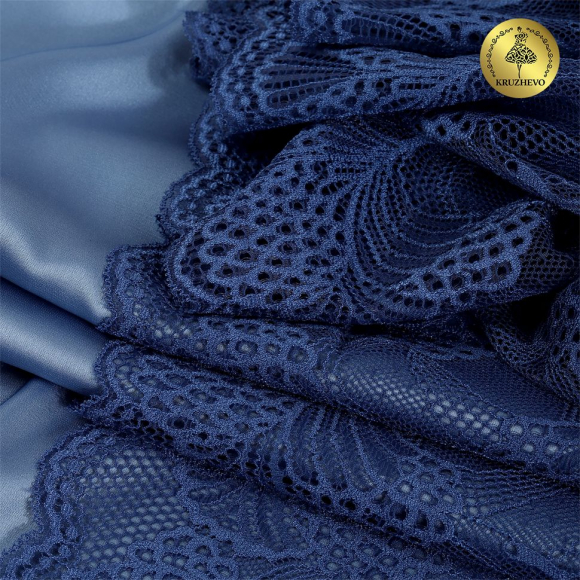 Кружево-стрейч KRUZHEVO арт.TBY.30211 шир.195мм цв.голландский голубой уп.25м