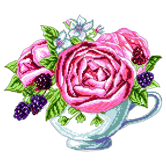 Рисунок на канве МАТРЕНИН ПОСАД арт.28х37 - 1904 Ежевика в чашке