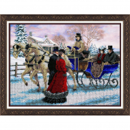 Набор для вышивания бисером ПАУТИНКА арт.Б-1489 Зимняя прогулка 38х28 см