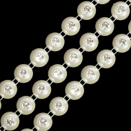 Бусины на нитях со стразами арт. ABS-40 бусины ?10мм, стразы ?4мм уп. 9,14м