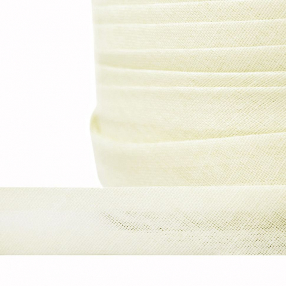 Косая бейка хлопок TBY арт.CB15 шир.15мм цв.F102 молочный уп.132 м