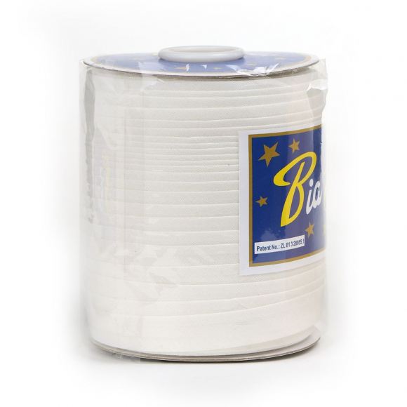 Косая бейка хлопок TBY арт.CB15 шир.15мм цв.F102 молочный уп.132 м