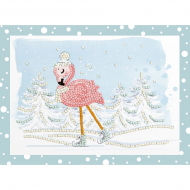 Кристальная мозаика ФРЕЯ арт.ALVS-040 Фламинго на коньках (мини-картинка) 19,5х14 см