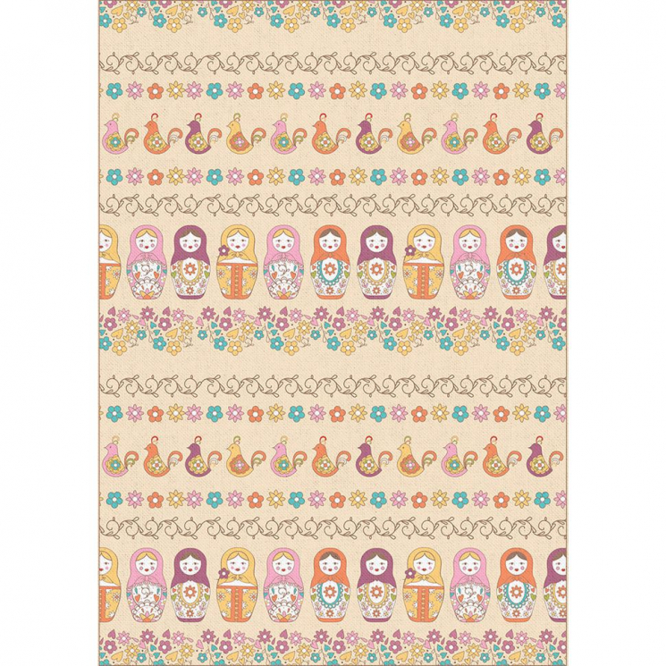 Ткани для пэчворка в рулонах КРОШКИ-МАТРЁШКИ 112 см 100% хлопок (в метрах) КМ-10 кремовый