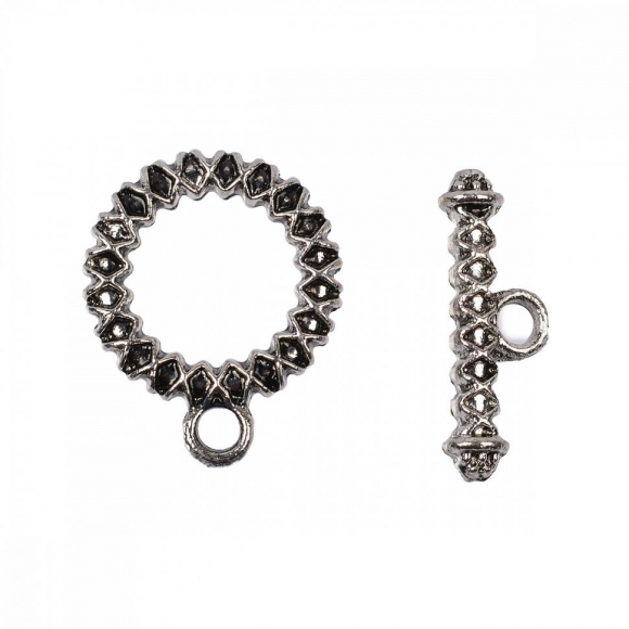 Замок Тогл MAGIC 4 HOBBY для бус арт.MH.111918-2 цв. серебро 15 мм уп.20шт