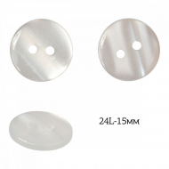 Пуговицы пластик арт.TBY.377.15.PW цв.белый перламутр, 24L-15мм, 2 прокола, 200шт