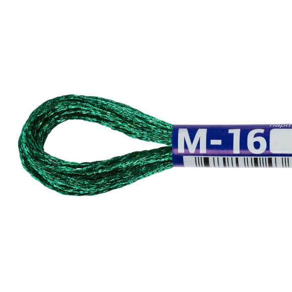 Нитки для вышивания Gamma мулине NM металлик 100% полиэстер 12 x 8 м цв.М-16 изумрудный