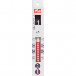 218485 PRYM Крючок для вязания Ergonomics 4мм/16см, high-tech полимер, белый/розовый