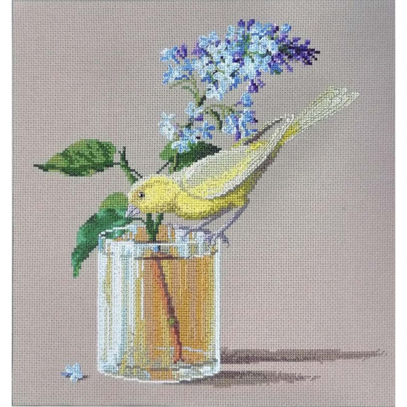 Набор для вышивания МАРЬЯ ИСКУСНИЦА арт.06.001.16 Ветка сирени и канарейка 24х30 см